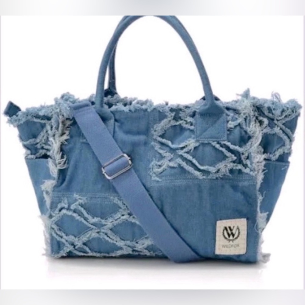 Wildfox Frayed Denim Tote - Denim - NWT $88 Retail -